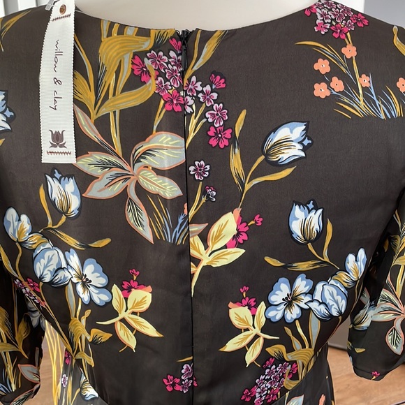 NWT ⭐️HP⭐️ willow & clay Floral MIDI Dress 3/4 Sleeves - M - Picture 6 of 12